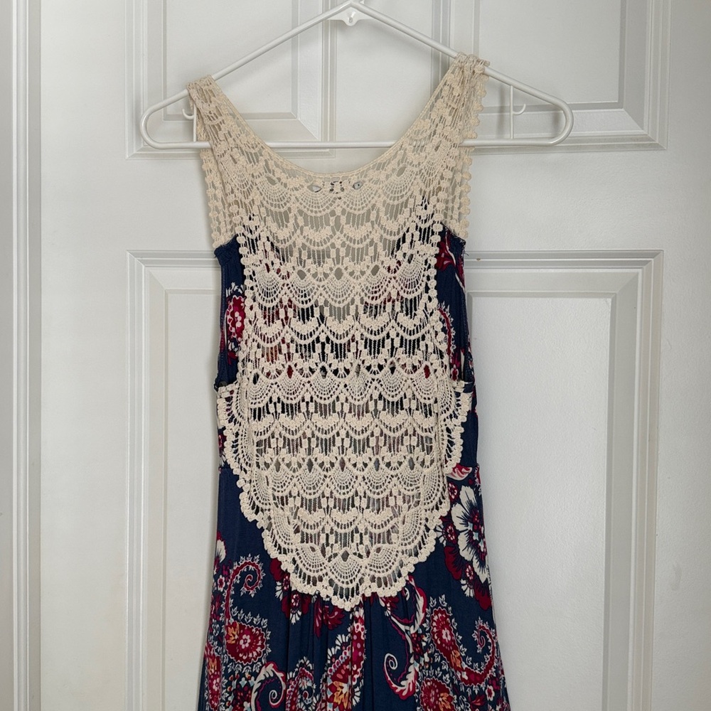 Charlotte Russe Navy and Cream Paisley Maxi Dress